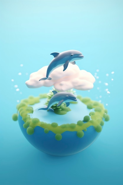 Free photo 3d beautiful dolphin