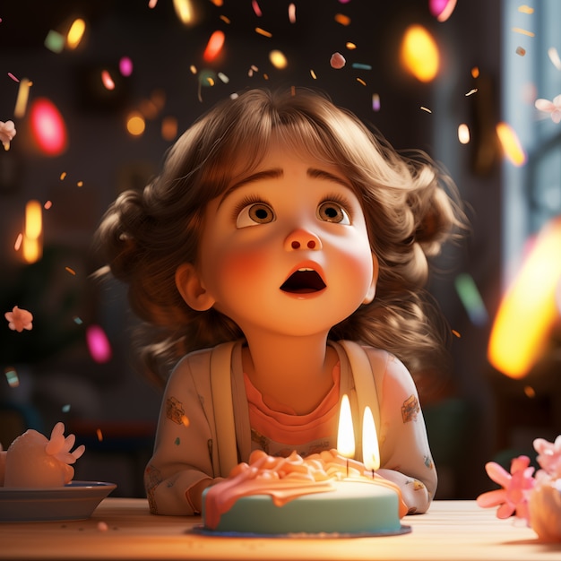 Free photo 3d birthday celebration cartoon illustration