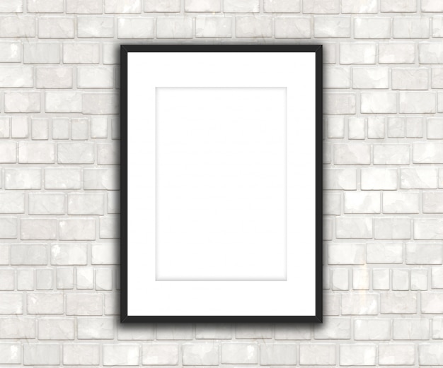 3D blank picture hanging on a brick wall