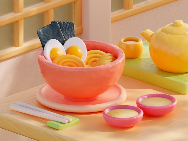 Free photo 3d bowl of ramen