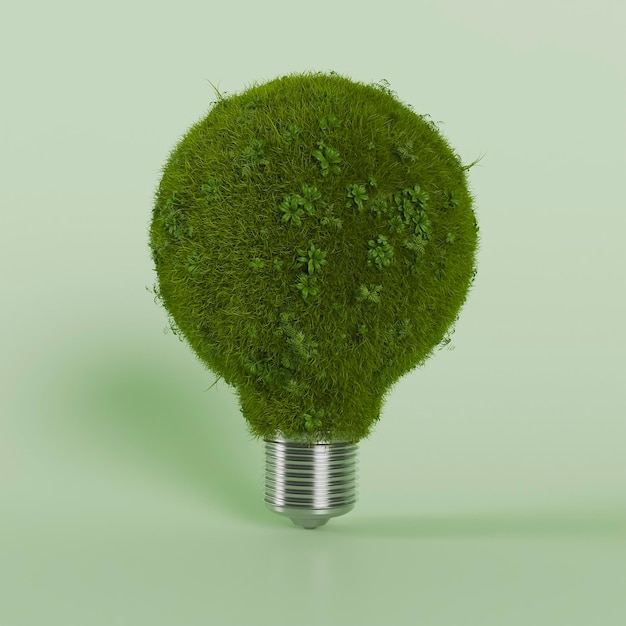 3d bulb with foliage