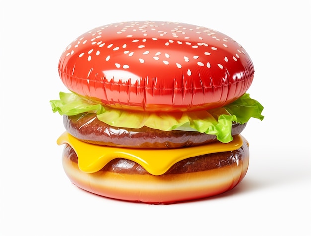 Free photo 3d burger with inflatable bread buns