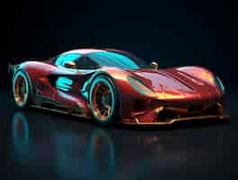 Free photo 3d car with vibrant colors