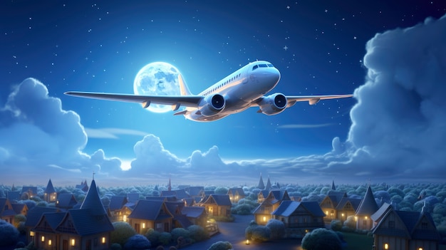 Free Photo 3d cartoon airplane in the sky