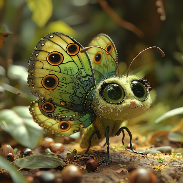 Free photo 3d cartoon animated butterfly