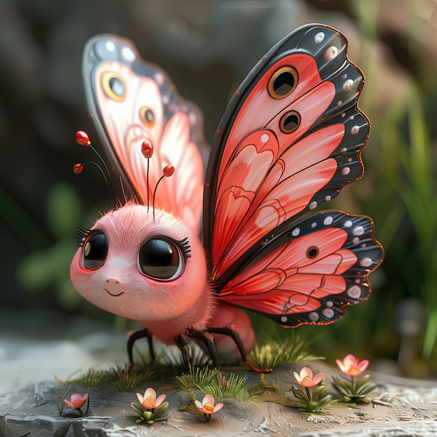 Free Photo 3d cartoon animated butterfly