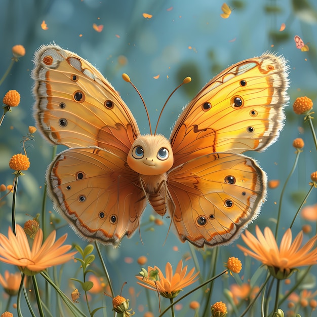 3d cartoon animated butterfly