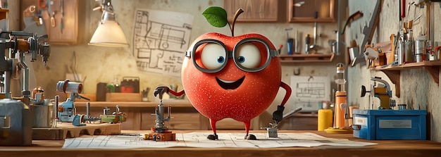 Free photo 3d cartoon apple