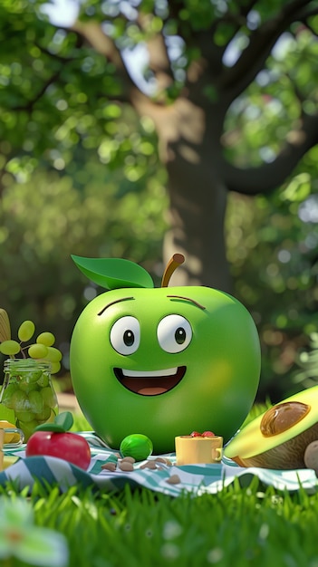 3d cartoon apple