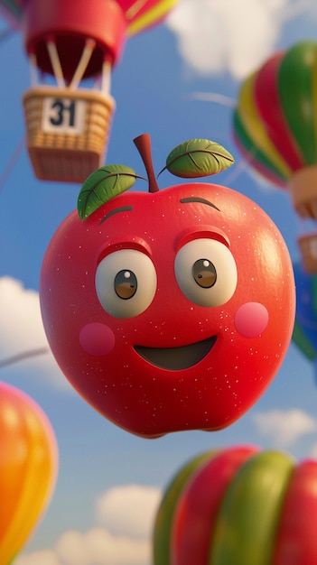 Free photo 3d cartoon apple