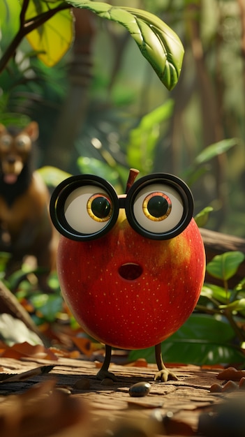 Free photo 3d cartoon apple