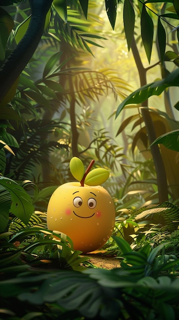 Free photo 3d cartoon apple