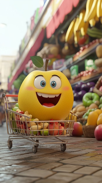 3d cartoon apple