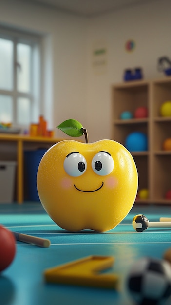 Free Photo 3d cartoon apple