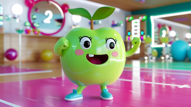 Free Photo 3d cartoon apple