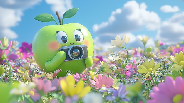 Free photo 3d cartoon apple