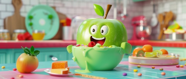 Free Photo 3d cartoon apple