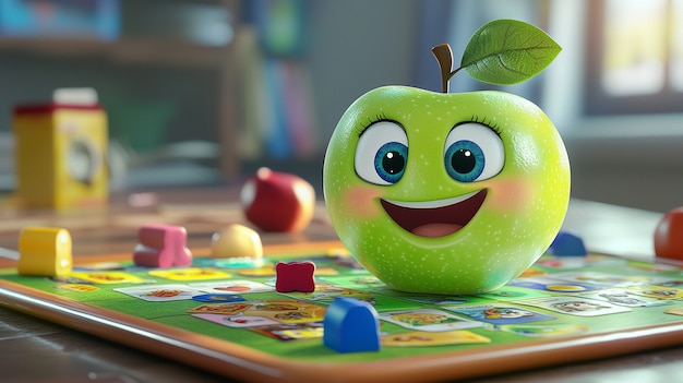 Free photo 3d cartoon apple