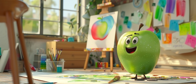 3d cartoon apple