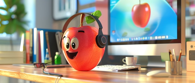 Free Photo 3d cartoon apple