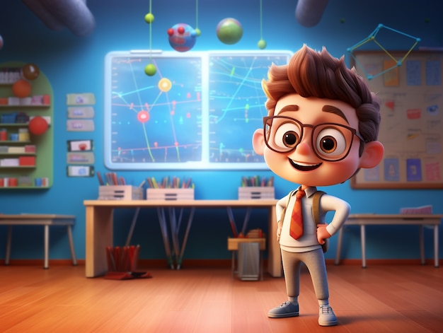 3d cartoon back to school