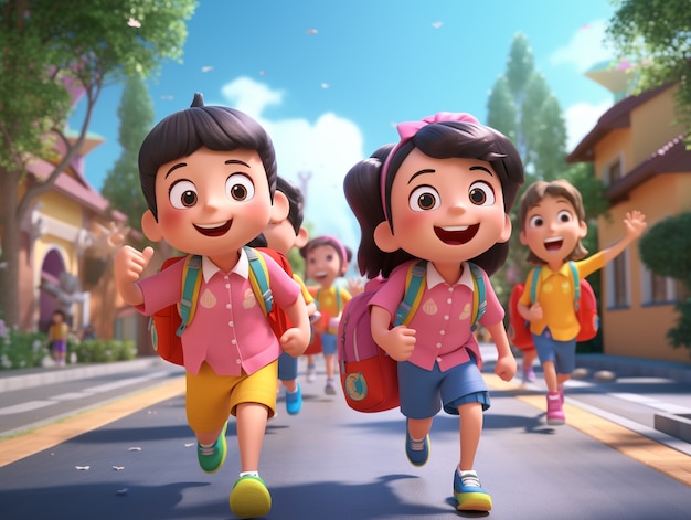 3d cartoon back to school