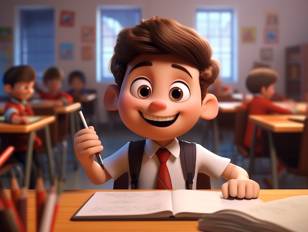 3d cartoon back to school