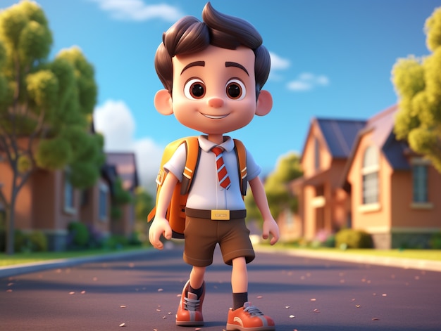 3d cartoon back to school