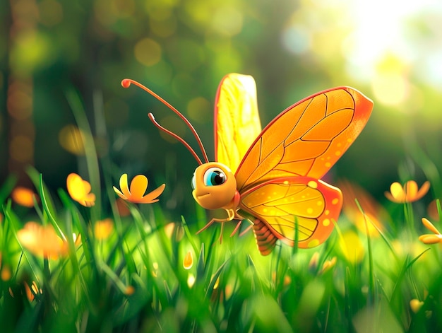 3d cartoon butterfly illustration