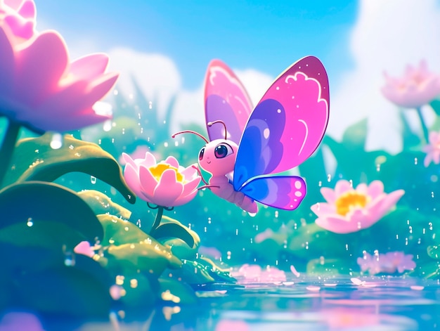 Free photo 3d cartoon butterfly illustration