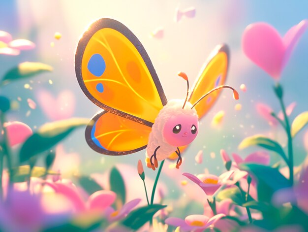 3d cartoon butterfly illustration