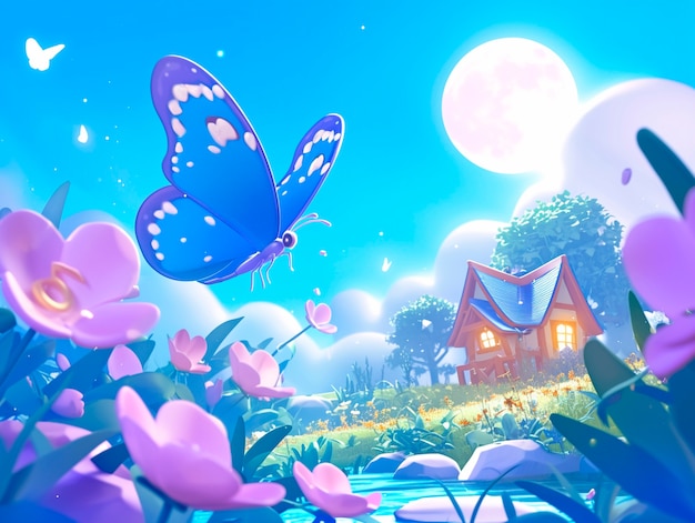 Free photo 3d cartoon butterfly illustration