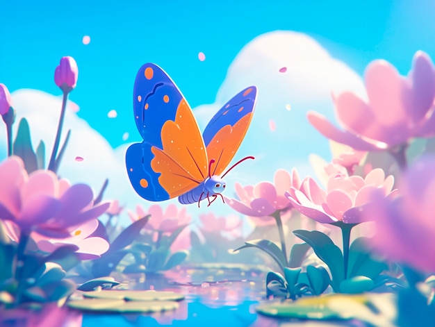 Free photo 3d cartoon butterfly illustration