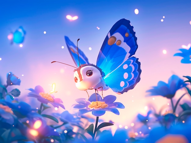 Free photo 3d cartoon butterfly illustration