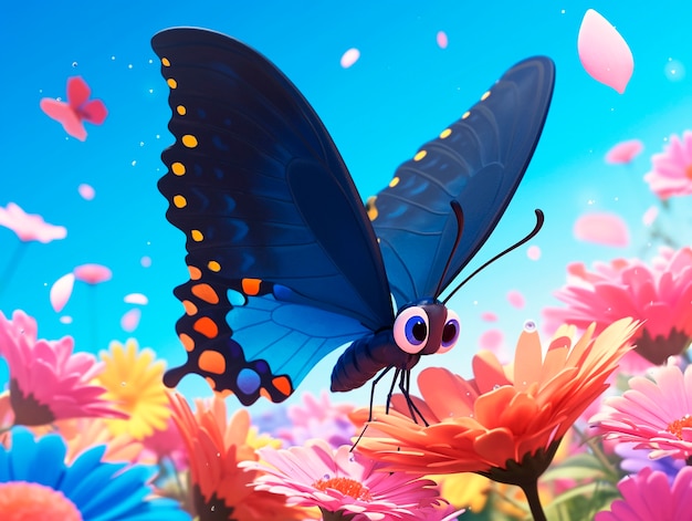 Free photo 3d cartoon butterfly illustration