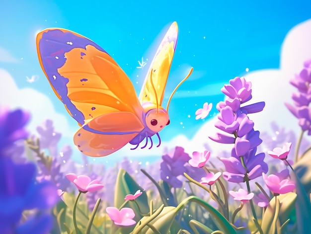 Free photo 3d cartoon butterfly illustration