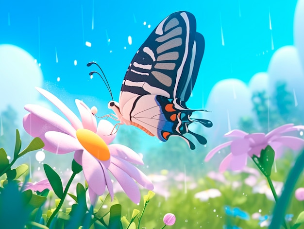 Free photo 3d cartoon butterfly illustration