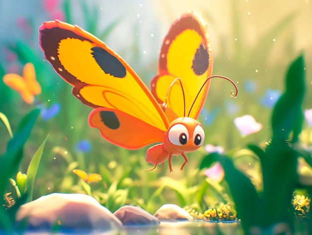 3d cartoon butterfly illustration