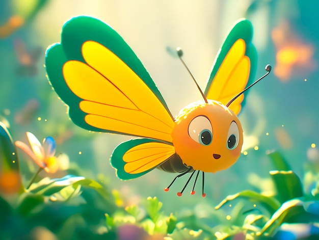 Free photo 3d cartoon butterfly illustration