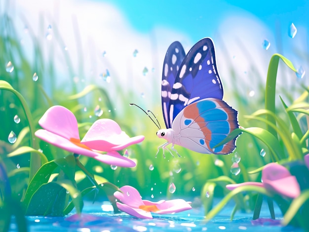 Free photo 3d cartoon butterfly illustration