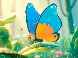 Free photo 3d cartoon butterfly illustration