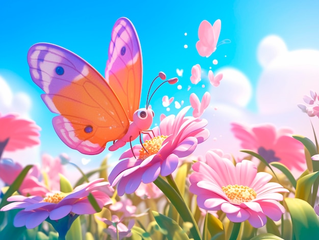 Free photo 3d cartoon butterfly illustration