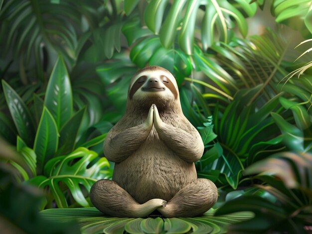 3d cartoon character practising yoga