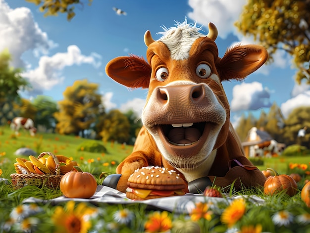 Free Photo 3d cartoon cow illustration