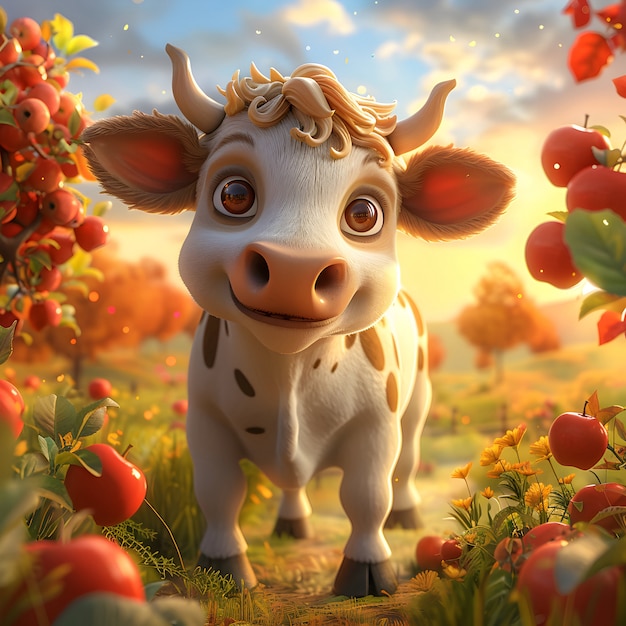 Free Photo 3d cartoon cow illustration