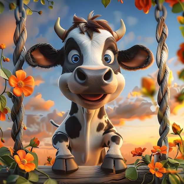 Free Photo 3d cartoon cow illustration