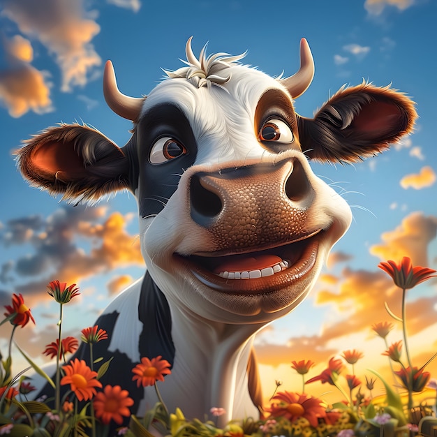 Free Photo 3d cartoon cow illustration