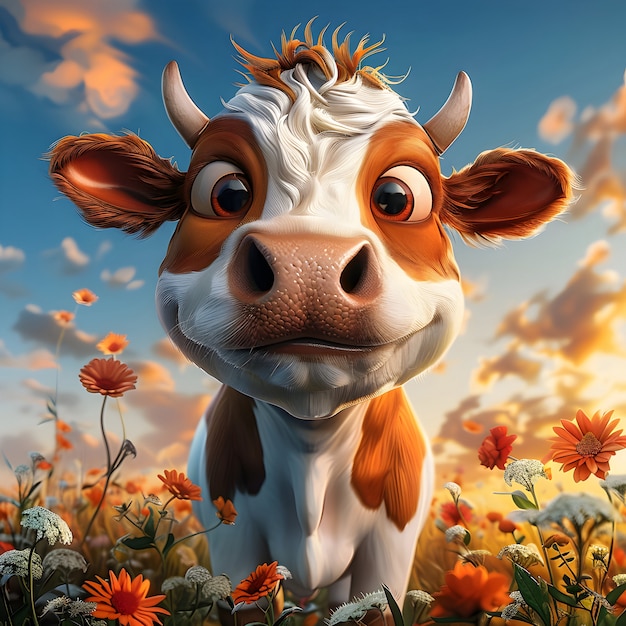 Free Photo 3d cartoon cow illustration