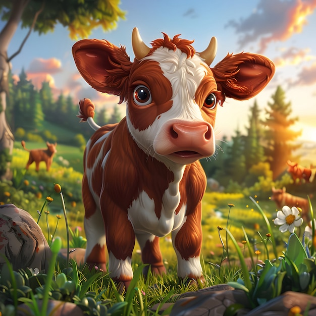 3d cartoon cow illustration