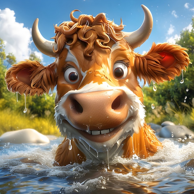 Free Photo 3d cartoon cow illustration